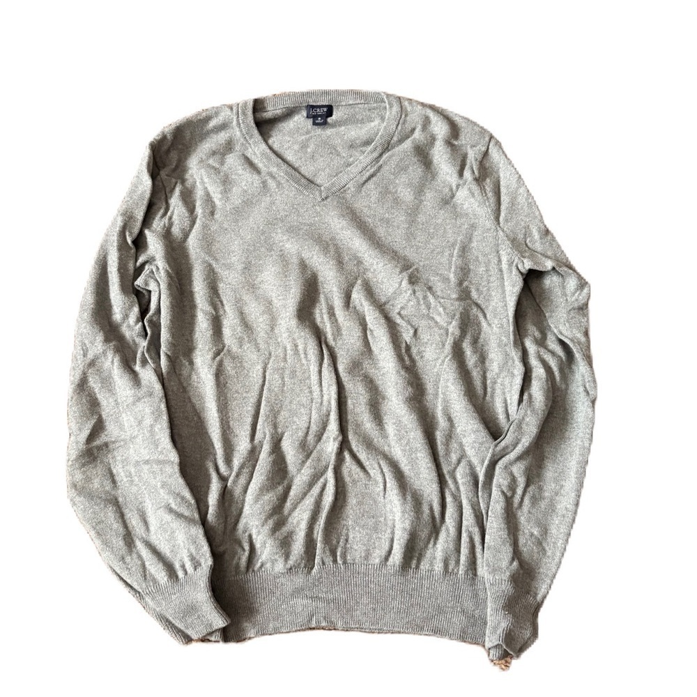 J.Crew Gray V-Neck Sweater Small Cotton Cashmere Blend Men’s
